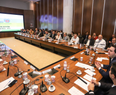 Governador Carlos Massa Ratinho Júnior durante reunião com a equipe de governo.Curitiba, 07-05-19.Foto:Rodrigo Felix Leal / ANPr.