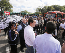 O governador Carlos Massa Ratinho Junior destina recursos para subsidiar o transporte coletivo de Curitiba. Participaram da solenidade: prefeito de Curitiba, Rafael Greca de Macedo; secretário de Desenvolvimento Urbano, João Carlos Ortega; presidente da Comec, Gilson dos Santos; entre outros.Curitiba, 09-05-19.Foto: Arnaldo Alves / ANPr.