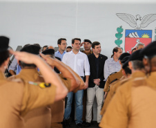 O governador Carlos Massa Ratinho Junior lança o programa Escola Segura. Foz do Iguaçu, 09/05/2019 -  Foto: Geraldo Bubniak/ANPr