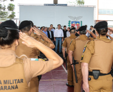 O governador Carlos Massa Ratinho Junior lança o programa Escola Segura. Foz do Iguaçu, 09/05/2019 -  Foto: Geraldo Bubniak/ANPr