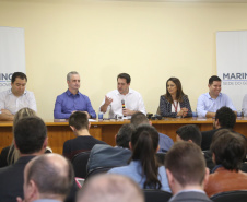 O governador Carlos Massa Ratinho Junior recebe a imprensa para entrevista coletiva, na Expoingá. Maringá,16/05/2019. FotoGilson Abreu/ANPr