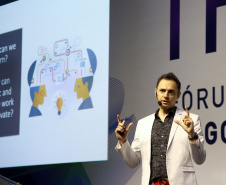 Fórum Internacional de Inovação ThinkinG. Na foto, Dariush Zomorrodi - Canadá  -  Foz do Iguaçu, 27/06/2019  -  Foto: Jaelson Lucas/ANPr