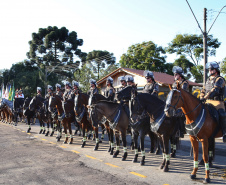 O governador Carlos Massa Ratinho Junior e o presidente em exercício Hamilton Mourão receberam nesta sexta-feira (28) a medalha Heróis da Cavalaria, da Polícia Montada Coronel Dulcídio. A condecoração foi entregue na cerimônia, em Curitiba, que comemora os 140 anos do regimento, que é a unidade mais antiga da Polícia Militar do Paraná.  -  Curitiba, 28/06/2019  -  Foto: José Fernando Ogura/ANPr