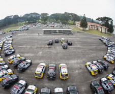 O governador Carlos Massa Ratinho Junior faz a entrega de viaturas para Polícia Civil e Polícia Militar nesta quarta-feira (10), na Acadêmia do Guatupê. Curitiba, 10/07/2019 -Foto: Geraldo Bubniak/ANPr