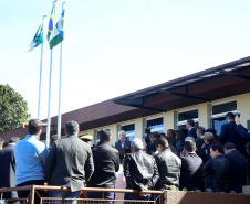O governador em exercício Darci Piana e o chefe da Casa Civil, Guto Silva, entregaram nesta quinta-feira (19) quatro novas viaturas para reforçar as ações policiais na região de Pato Branco, no Sudoeste do Paraná