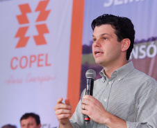 “Esse será o futuro da energia que será produzida no Paraná, aliando uma marca importante do Estado como a suinocultura à geração de biogás”, afirmou o presidente da Copel, Daniel Pimentel Slaviero.  Foto: Rodrigo Felix Leal/ANPr