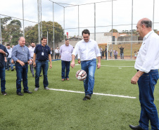 O governador Carlos Massa Ratinho Junior inaugurou nesta sexta-feira (26) em  Ivaiporã, no Vale do Ivaí, a unidade do projeto Meu Campinho implantada no município.   Ivaiporã, 26/07/2019 -Foto: Geraldo Bubniak/ANPr