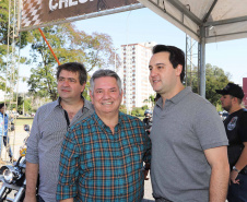 O governador Carlos Massa Ratinho Junior participou e deu as boas-vindas aos motoqueiros, presentes na benção em comemoração ao seu dia. Curitiba, 17-07-19.Foto: Arnaldo Alves / ANPr.