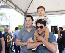 O governador Carlos Massa Ratinho Junior participou e deu as boas-vindas aos motoqueiros, presentes na benção em comemoração ao seu dia. Curitiba, 17-07-19.Foto: Arnaldo Alves / ANPr.