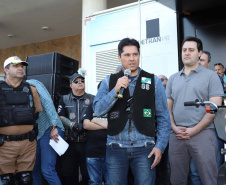 O governador Carlos Massa Ratinho Junior participou e deu as boas-vindas aos motoqueiros, presentes na benção em comemoração ao seu dia. Curitiba, 17-07-19.Foto: Arnaldo Alves / ANPr.