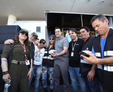 O governador Carlos Massa Ratinho Junior participou e deu as boas-vindas aos motoqueiros, presentes na benção em comemoração ao seu dia. Curitiba, 17-07-19.Foto: Arnaldo Alves / ANPr.