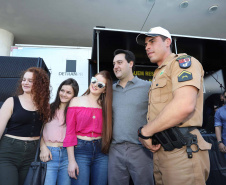 O governador Carlos Massa Ratinho Junior participou e deu as boas-vindas aos motoqueiros, presentes na benção em comemoração ao seu dia. Curitiba, 17-07-19.Foto: Arnaldo Alves / ANPr.