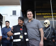 O governador Carlos Massa Ratinho Junior participou e deu as boas-vindas aos motoqueiros, presentes na benção em comemoração ao seu dia. Curitiba, 17-07-19.Foto: Arnaldo Alves / ANPr.