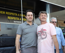 O governador Carlos Massa Ratinho Junior participou e deu as boas-vindas aos motoqueiros, presentes na benção em comemoração ao seu dia. Curitiba, 17-07-19.Foto: Arnaldo Alves / ANPr.