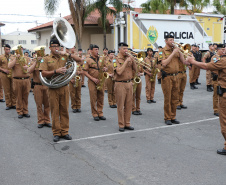 Curitiba, 28 de agosto de 2019.  Policiais Militares promovidos em 10 de agosto são homenageados. Foto: Banda da Policia Militar.