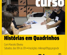 A Biblioteca Pública do Paraná está com inscrições abertas para um curso de histórias em quadrinhos ministrado pelo professor Marcelo Oliveira. As aulas começam no dia 14 e acontecem todos os sábados, das 10 às 12h, até 7 de dezembro.  Foto: Divulgação/BBP