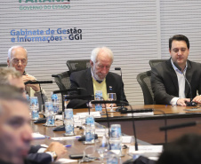 O governador Carlos Massa Ratinho Junior reunido com seu secretariado.Curitiba, 03-09-19.Foto: Arnaldo Alves / ANPr.