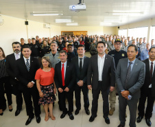 O governador Carlos Massa Ratinho Junior e o ministro da Justiça e Segurança Pública, Sergio Moro, visitam a Base da Força Nacional de Segurança Pública, em São José dos Pinhais.
