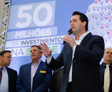 O governador Carlos Massa Ratinho Junior anuncia nesta segunda-feira (21) a liberação de R$ 50 milhões para ações da área da saúde. Curitiba, 21/10/2019 