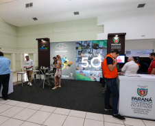 Stands das secretarias nesta quinta-feira (31),  no encontro de capacitação Governo 5.0 no Hotel Rafain Palace & Convention, em Foz do Iguaçu. Foz do Iguaçu, 31/10/2019 -  Foto: Geraldo Bubniak/AEN