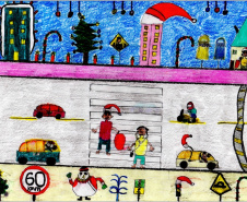 Concurso de Natal da concessionária Arteris. Desenho de Felipe de Jesus Chagas, 20 anos, educação especial de Rio Negro.