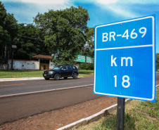 O Governador Carlos Massa Ratinho Junior confirmou nesta sexta-feira (28), durante a inauguração de obras do Aeroporto Internacional de Foz do Iguaçu, que o Governo Federal concordou em delegar ao Estado a BR-469,  conhecida como Rodovia das Cataratas.Foz do Iguaçu, 28/02/2020 - Foto: Geraldo Bubniak/AEN