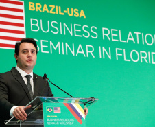 (Miami - Flórida, 09/03/2020) Governador do Paraná, Sr. Carlos Roberto Massa Jr, faz apresentações durante o almoço do Seminário Empresarial Brasil-Estados Unidos na Flórida.Foto: Alan Santos/PR