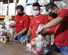 Servidores da Segurança arrecadam mais de 20 toneladas de alimentos. Foto:SESP