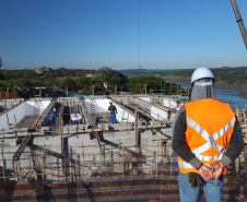 Segunda ponte de Foz do Iguaçu tem ritmo intenso de obras. Foto: José Fernando Ogura/AEN