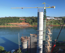 Segunda ponte de Foz do Iguaçu tem ritmo intenso de obras. Foto: José Fernando Ogura/AEN