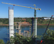 Segunda ponte de Foz do Iguaçu tem ritmo intenso de obras. Foto: José Fernando Ogura/AEN