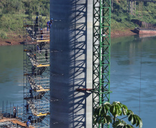 Segunda ponte de Foz do Iguaçu tem ritmo intenso de obras. Foto: José Fernando Ogura/AEN