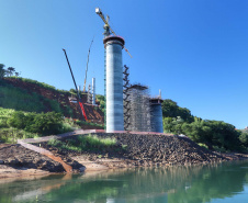 Segunda ponte de Foz do Iguaçu tem ritmo intenso de obras. Foto: José Fernando Ogura/AEN