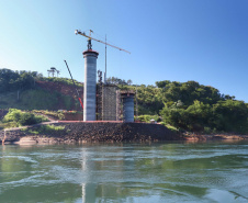 Segunda ponte de Foz do Iguaçu tem ritmo intenso de obras. Foto: José Fernando Ogura/AEN