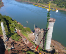 Segunda ponte de Foz do Iguaçu tem ritmo intenso de obras. Foto: José Fernando Ogura/AEN