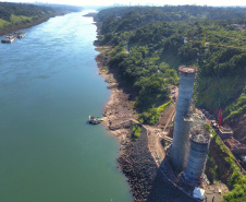 Segunda ponte de Foz do Iguaçu tem ritmo intenso de obras. Foto: José Fernando Ogura/AEN