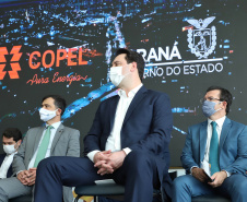 O governador Carlos Massa Ratinho Junior e o presidente da Copel, Daniel Slaviero, lançam o Programa Rede Elétrica Inteligente, em Curitiba. 