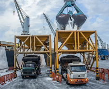 De janeiro a agosto, as operações de fertilizantes foram mais ágeis, desde a chegada do navio até a descarga do produto. Este ano, o volume de adubos está 4,6 % maior que o registrado no período em 2019.
Foto: Claudio Neves/Portos do Parana