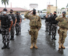 A Polícia Militar comemorou nesta quinta-feira (19), em todo Estado, o Dia da Bandeira. Nas unidades da Capital e do Interior foi feita a cerimônia alusiva com a incineração da Bandeira Nacional, sendo substituída por outra nova. Foto: SESP