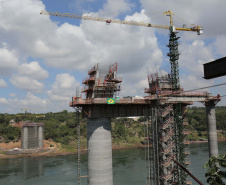 Obras da Ponte da Integração Brasil - Paraguai  -  Foto: JONATHAN CAMPOS/AEN
