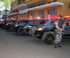 As equipes policiais atuantes pela Operação Pronta Resposta III iniciaram nesta terça-feira (13/04) os trabalhos de policiamento ostensivo e intensificação de ações preventivas na área do 2º Batalhão de Polícia Militar (2º BPM). -  Jacarezinho, 14/04/2021  -  Foto: PMPR/SESP-PR