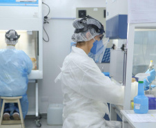 A Universidade Estadual de Ponta Grossa (UEPG), por meio do Laboratório Universitário de Análises Clínicas (Luac), iniciou na manhã desta quarta-feira (12) as testagens da Covid-19 com o método RT-PCR. O início dos testes acontece após a autorização da Vigilância Sanitária e do Laboratório Central do Estado do Paraná (Lacen). Ponta Grossa, 12/05/2021  -  Foto: Jéssica Natal/UEPG