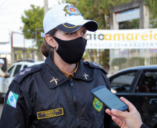 Curitiba, 13 de maio de 2021. Blitz educativa em alusão ao Maio Amarelo. Foto: 1º Ten QOPM Mayra Jaqueline Tonelli, do BPTran. 