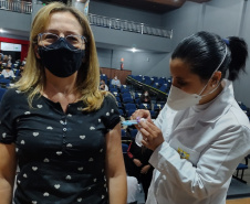 Vacinação de professores. Francisco Beltrão. Foto:SEED