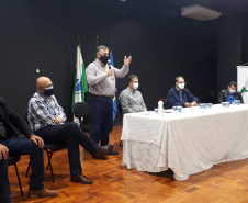 Em reunião com a Associação dos Municípios do Norte Pioneiro do Paraná (Amunop) nesta sexta-feira (14), o secretário de Estado da Saúde, Beto Preto, destacou que o compromisso com a região é prioridade da gestão.  -  Cornélio Procópio, 14/05/2021  -  Foto: Divulgação SESA