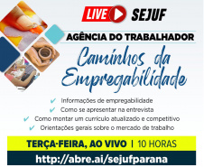 Agência do Trabalhador de Curitiba promove live sobre empregabilidade. Foto:SEJUF