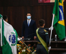 Nesta segunda-feira (31), também foi realizada a posse do novo desembargador do TJPR, Cláudio Smirne Diniz. Sua nomeação foi assinada pelo governador no dia 11 de maio. Diniz preenche a vaga aberta pela aposentadoria do desembargador Clayton Coutinho de Camargo. Foto: Jonathan Campos/AEN