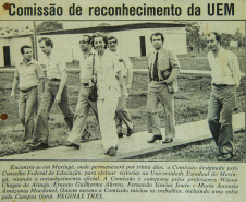 Jornal de 2 de outubro de 1975 documenta visita in loco do Conselho Federal de Educação à UEM para reconhecimento da universidade
 .Foto: UEM