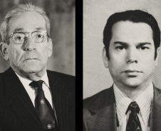 À esquerda, Cal Garcia, 1º reitor da UEM; à direita, Pinheiro, 1º vice-reitor .Foto: UEM