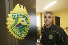 Sargento Maurício Fogaça, tese de mestrado sobre drogas.Curitiba, 31-05-19.Foto: Arnaldo Alves / ANPr.